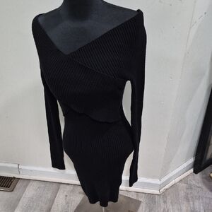 Love J Elegant Black Knit Dress